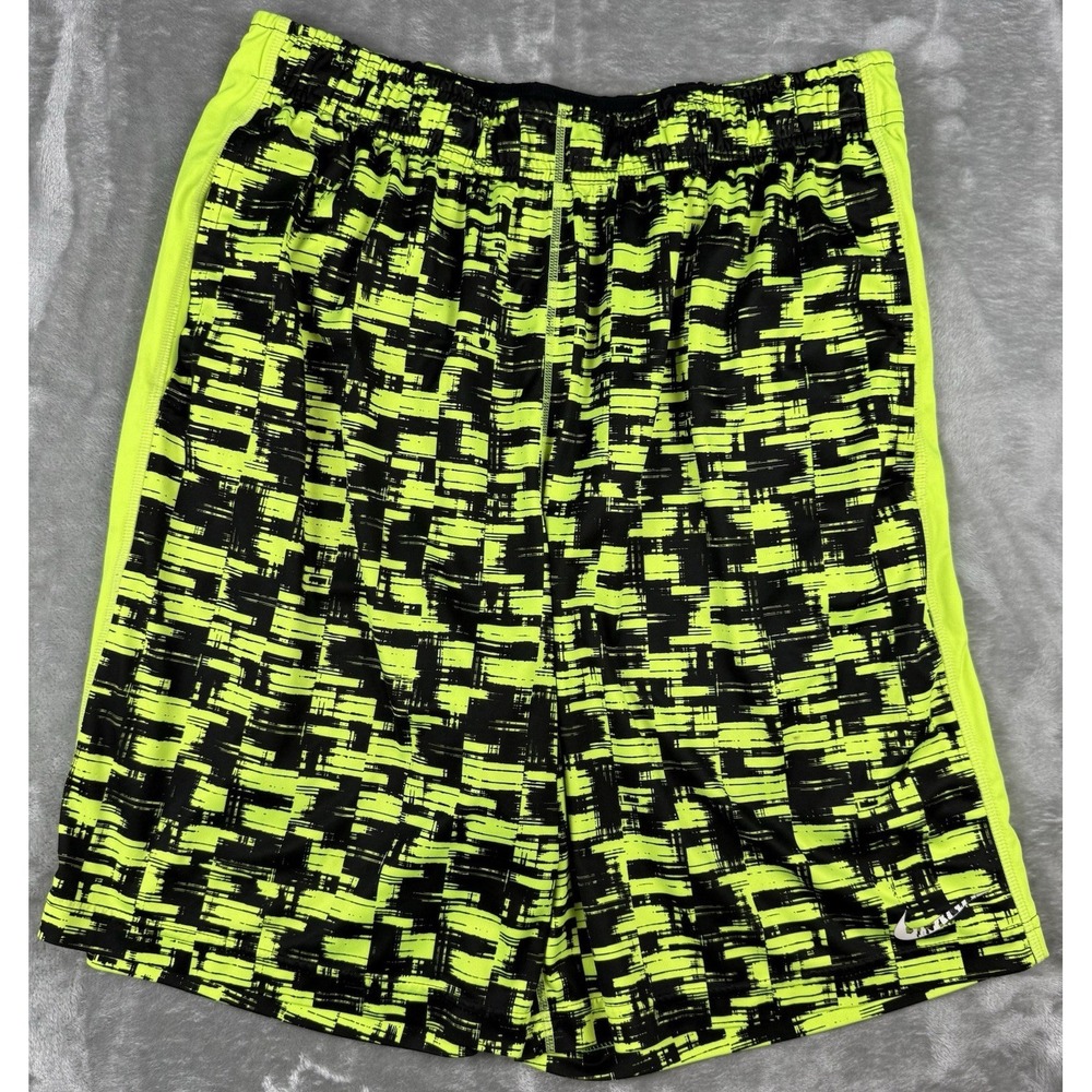 Nike Dri-FIT Men's Large Neon Yellow Black Athletic Shorts L Running Gym